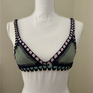 KIINI Green and Pink Crochet Bikini Top